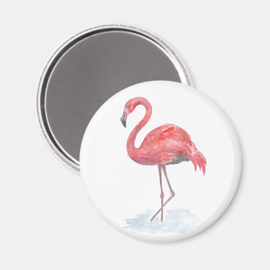 Aimant Pink watercolor Flamingo . (Recto/Verso)
