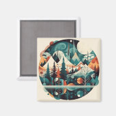 Aimant Pins nordiques & Pics, coutume (Recto/Verso)