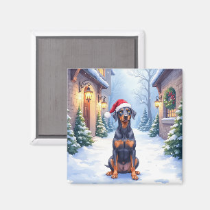 Aimant Pinscher allemand Courtyard enneigé Chapeau de Pèr