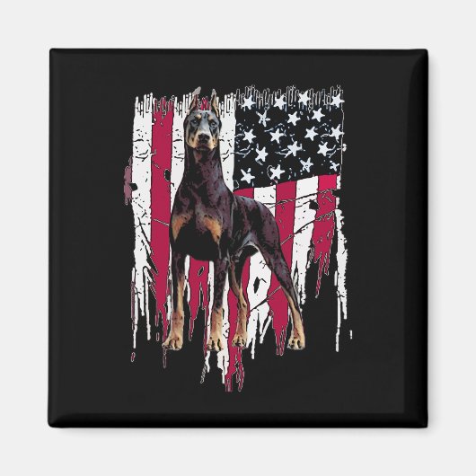 Aimant Pinscher Drapeau Américain Usa Incroyable (Devant)