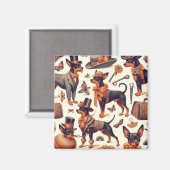Aimant Pinscher sans fil vintage (Recto/Verso)