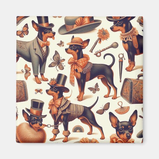 Aimant Pinscher sans fil vintage (Devant)