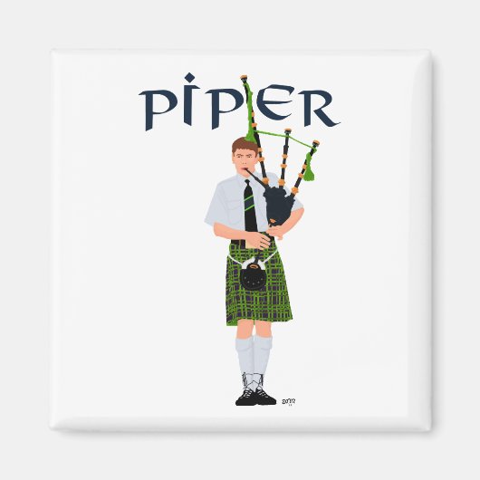 Aimant PIPER Plaid Vert (Devant)