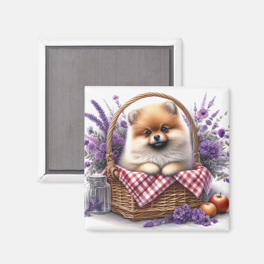 Aimant Pique-nique Fleur sauvage Poméranien Chien Chien C (Recto/Verso)