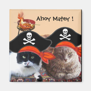 Aimant PIRATE CATS, Parlez comme une fête de barbecue de 