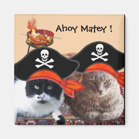 Aimant PIRATE CATS, Parlez comme une fête de barbecue de  (Devant)