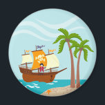 Aimant Pirate kid birthday<br><div class="desc">This product is for kids that love pirates and piracy stories. It feesta cute little pirate boy that has arrived on this island with palm trees. There's a pirate ship in the horizon waiting for him to return with a treasure! Seagulls are watching. This product is ideal for a pirate...</div>