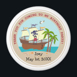 Aimant Pirate kid birthday<br><div class="desc">This product is for kids that love pirates and piracy stories. It feesta cute little pirate boy that has arrived on this island with palm trees. There's a pirate ship in the horizon waiting for him to return with a treasure! Seagulls are watching. This product is ideal for a pirate...</div>