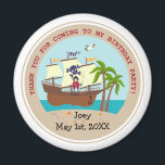 Aimant Pirate kid birthday<br><div class="desc">This product is for kids that love pirates and piracy stories. It feesta cute little pirate boy that has arrived on this island with palm trees. There's a pirate ship in the horizon waiting for him to return with a treasure! Seagulls are watching. This product is ideal for a pirate...</div>