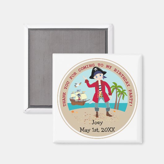 Aimant Pirate kid birthday (Recto/Verso)