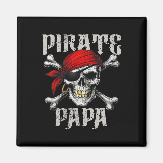 Aimant Pirate Papa Jolly roger Drapeau Et Crossbones Crân (Devant)