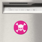 Aimant Pirate rose, croix et os (In Situ (Lave-vaisselle))