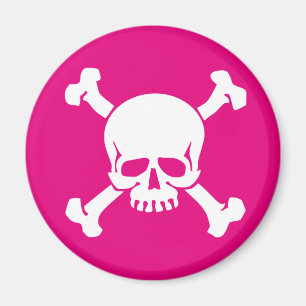 Aimant Pirate rose, croix et os