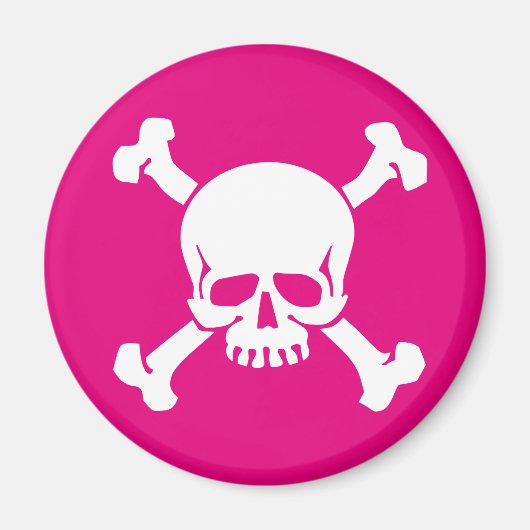 Aimant Pirate rose, croix et os (Devant)