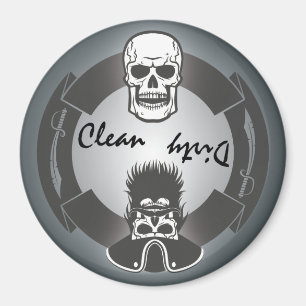 Aimant Pirate Skeleton Clean Dirty Lave-vaisselle