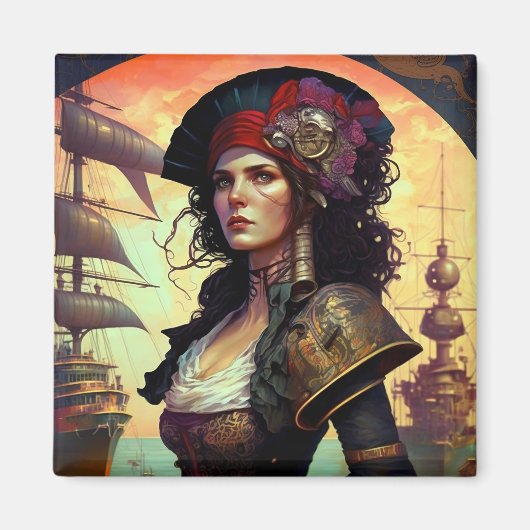 Aimant Pirate Woman Imaginaire Art (Devant)