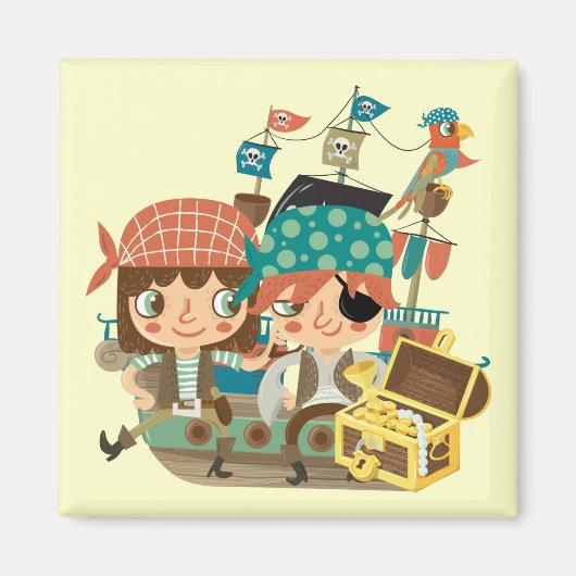 Aimant Pirates avec le trésor (Devant)