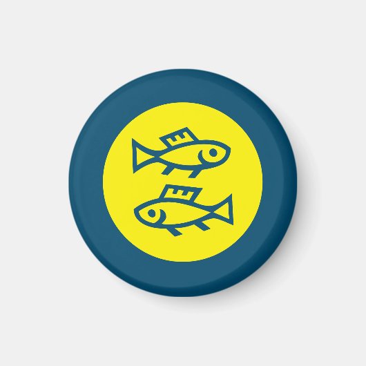 Aimant Pisces Horoscope Bleu Jaune Moderne Minimaliste (Devant)