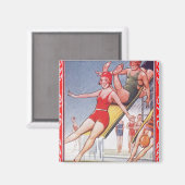 Aimant Piscine Fête Nage Vintage Été (Recto/Verso)