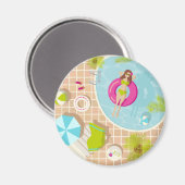 Aimant Piscine fille en bikini plage d'été (Recto/Verso)