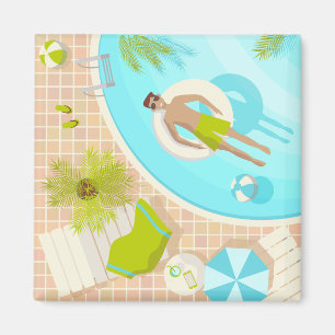 Aimant Piscine mec sur la plage tropicale estivale vacanc