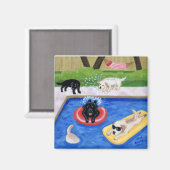 Aimant Piscine Party labradors peinture (Recto/Verso)