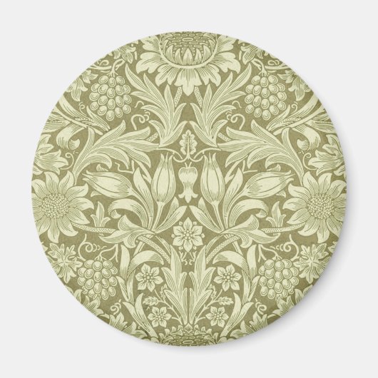 Aimant Pissenlit de William Morris Damassé Vintage Olive (Devant)