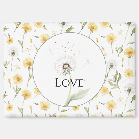 Aimant Pissenlits Fleurs Amour Blanc Jaune (Recto)