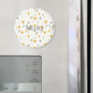 Aimant Pissenlits Fleurs Jaunes Blanches Faire Un Vœu