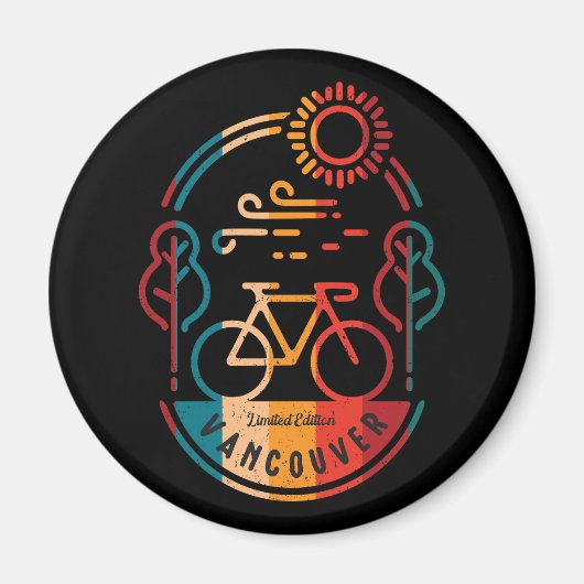 Aimant Piste cyclable Retro Vancouver. (Devant)