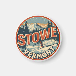 Aimant Pistes de ski extérieures hivernales vintage Stowe
