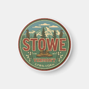 Aimant Pistes de ski extérieures hivernales vintage Stowe