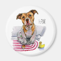 Pit Bull Dog en Peinture Aquarelle Peinture