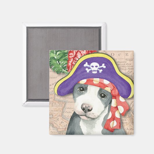 Aimant Pit Bull Terrier Pirate (Recto/Verso)