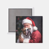 Aimant Pitbull avec Noël Festif du Père Noël (Recto/Verso)