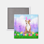 Aimant Pitbull Chien avec oeufs de Pâques Poussins lapins (Recto/Verso)