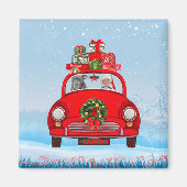 Aimant Pitbull Chien En Voiture Avec Le Père Noël (Devant)