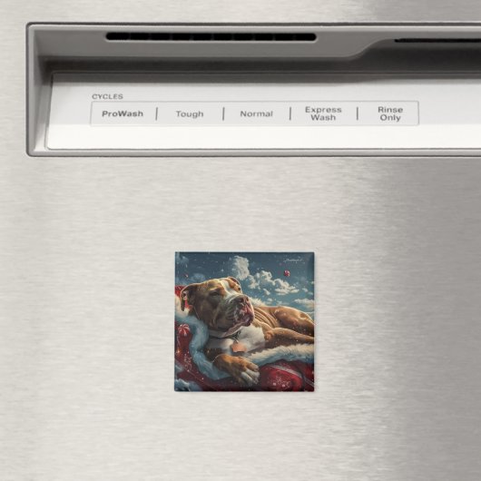 Aimant Pitbull Chien Festif de Noël (In Situ (Lave-vaisselle))