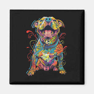 Aimant Pitbull Chien tatoué Colorful Chien tatoué Maman