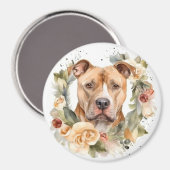 Aimant Pitbull Christmas Wreath Festive Pup (Recto/Verso)