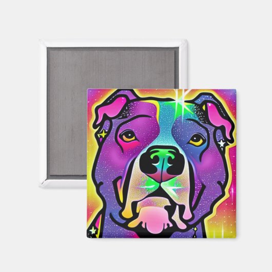 Aimant Pitbull Dog Pop Art (Recto/Verso)