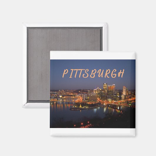 Aimant Pittsburgh, Pennsylvanie, Downtown Night Time Rive (Recto/Verso)