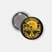 Aimant Pittsburgh Steel City Skyline Bridge Pennsylvanie  (Recto/Verso)