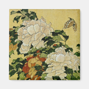 Aimant Pivoines et papillon