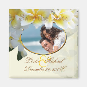 Aimant PixDezines Date de sauvegarde, Plumeria Lei