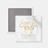 Aimant PixDezines Enregistrer la date/Faux Gold+Marble (Recto/Verso)