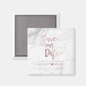 Aimant PixDezines Enregistrer la date/Faux Rose Gold+Marb (Recto/Verso)