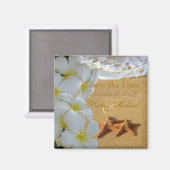 Aimant PixDezines Enregistrer la date, Plage+Plumeria+Sta (Recto/Verso)
