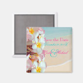 Aimant PixDezines Enregistrer la date, Plumeria rose Lei+ (Recto/Verso)