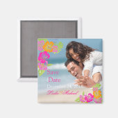 Aimant PixDezines hibiscus leis, Enregistrer la date (Recto/Verso)